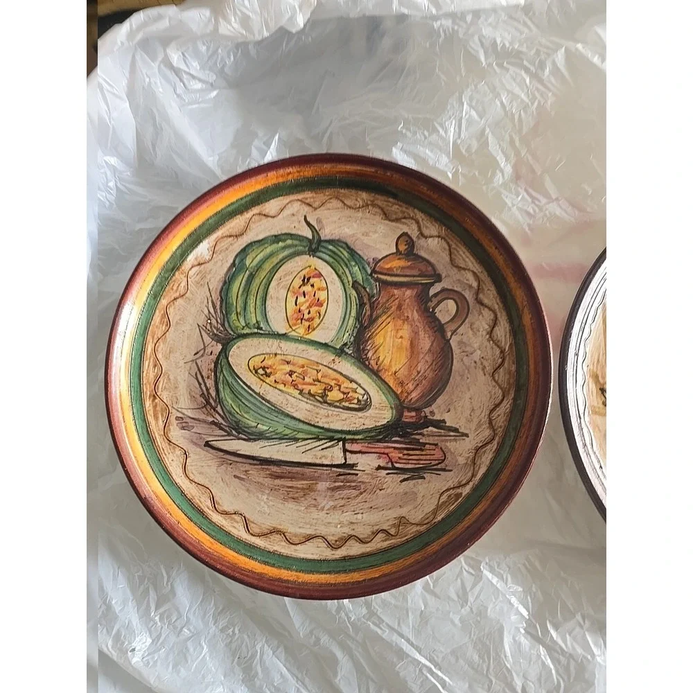 VINTAGE VIETRI ITALIAN WALL ART POTTERY 2‎ DISHES HAND PAINTED - Picture 3 of 7
